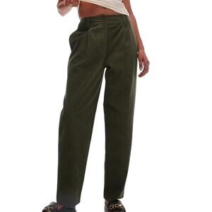 Topshop women's corduroy peg pants olive green Size 10 Dark Academia preppy